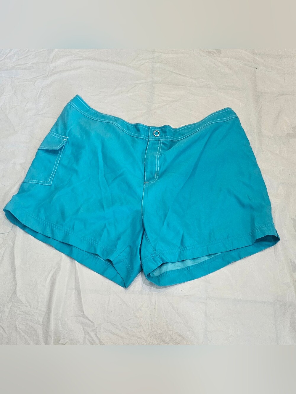 Catalina Plus Size 2X Teal Blue Swim Shorts With Side Pockets 18W-20W